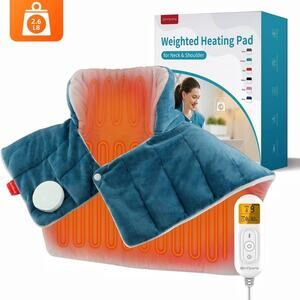 Comfytemp Weighted Heating Pad for Neck and Shoulders, 19"x 24", Blue